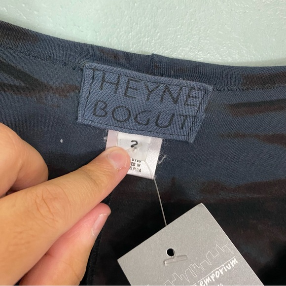 Heyne Bogut Tie Dye Asymmetrical Dress Blue Black Artsy Stretchy Small - Picture 4 of 5